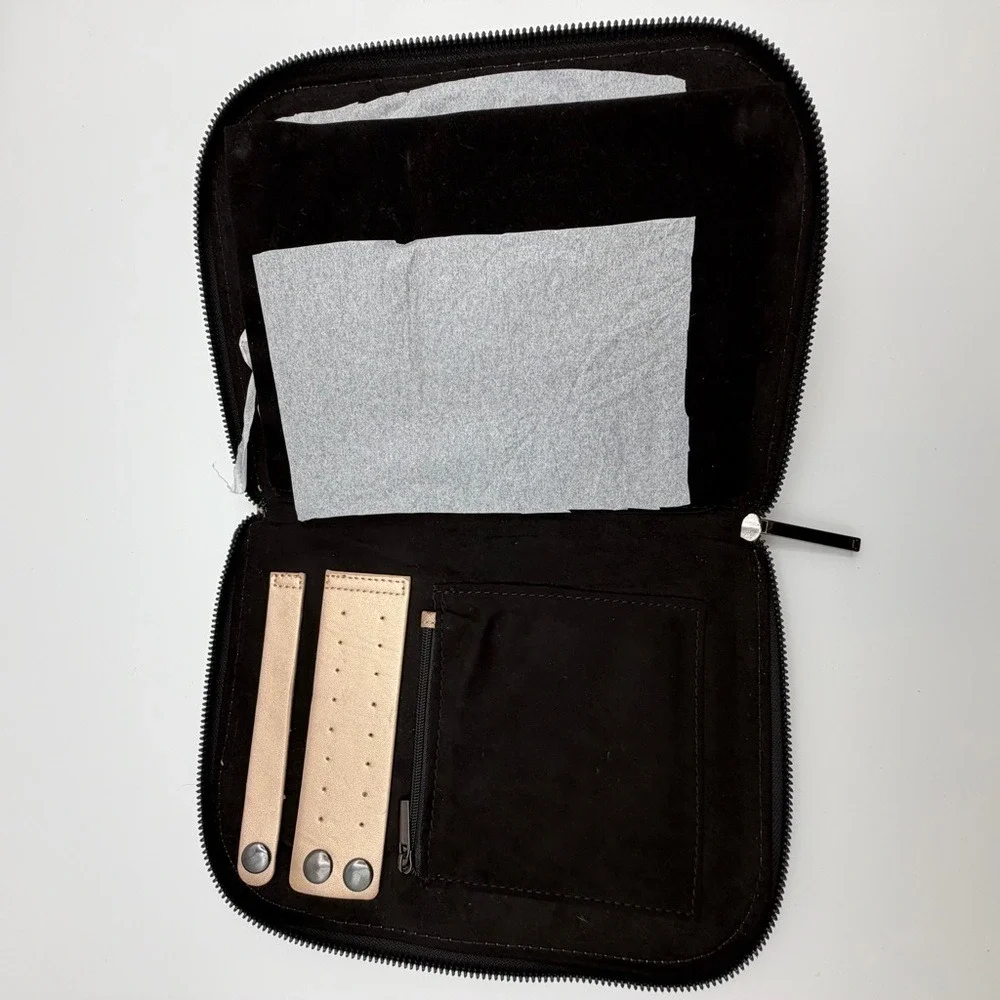 Halston Zip Around Travel Jewelry Organizer Case Faux Leather Storage Portfolio